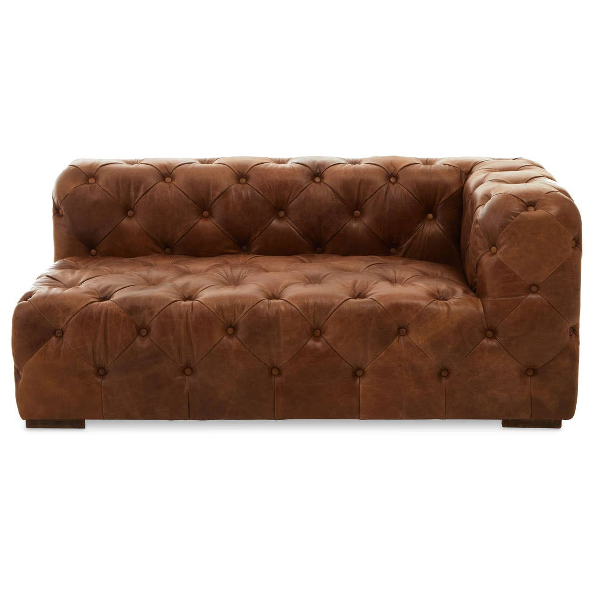 Hoxton Brown Leather Right Arm Modern Chesterfield Modular Sofa