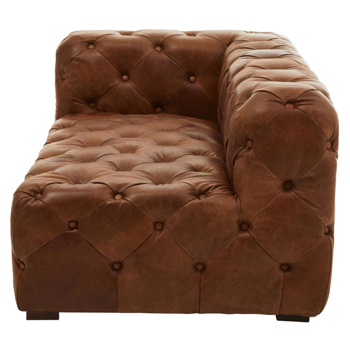 Hoxton Brown Leather Left Arm Modern Chesterfield Sofa