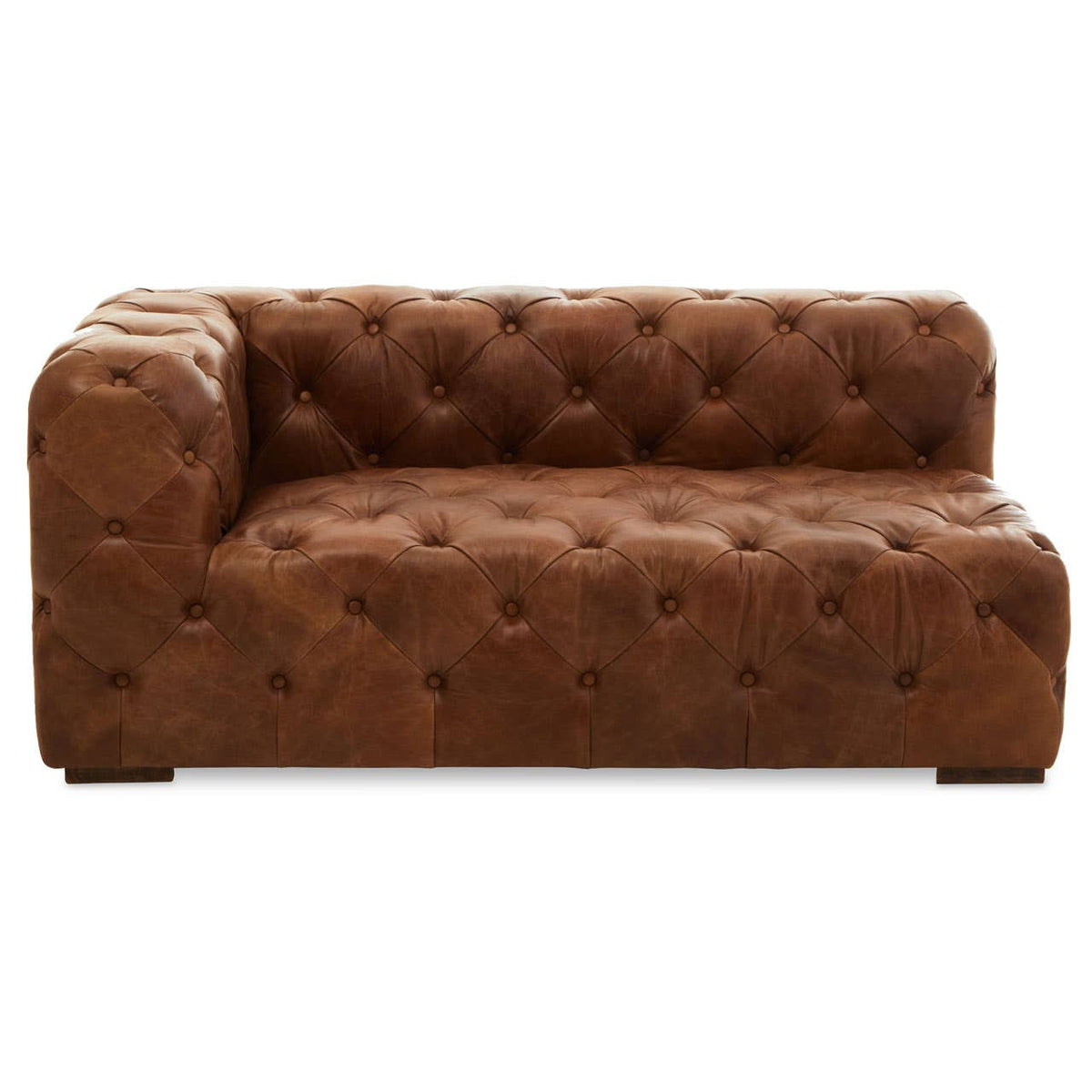 Hoxton Brown Leather Left Arm Modern Chesterfield Sofa