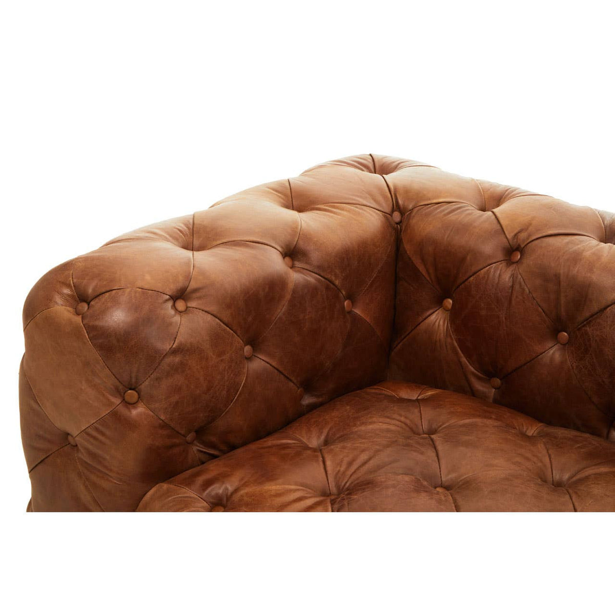 Hoxton Brown Leather Left Arm Modern Chesterfield Sofa