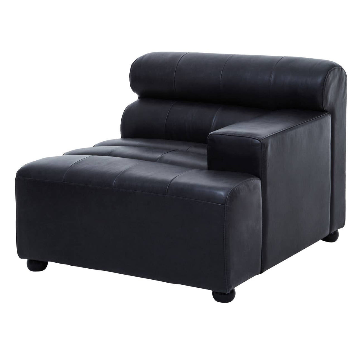 King Right Arm Antique Black Leather Modular Sofa
