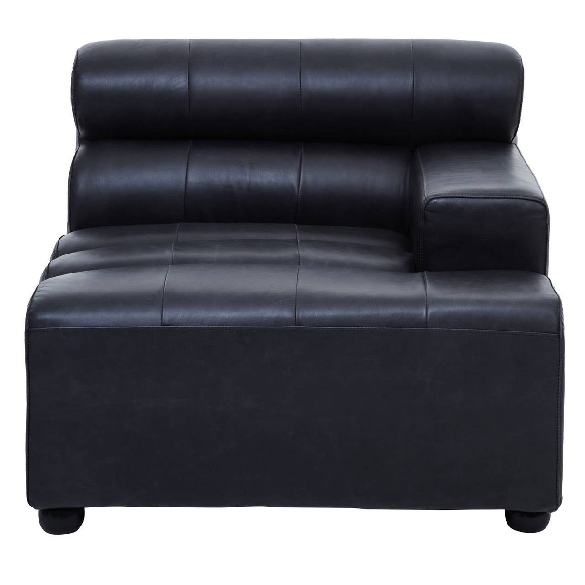 King Right Arm Antique Black Leather Modular Sofa