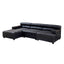 King Right Arm Antique Black Leather Modular Sofa