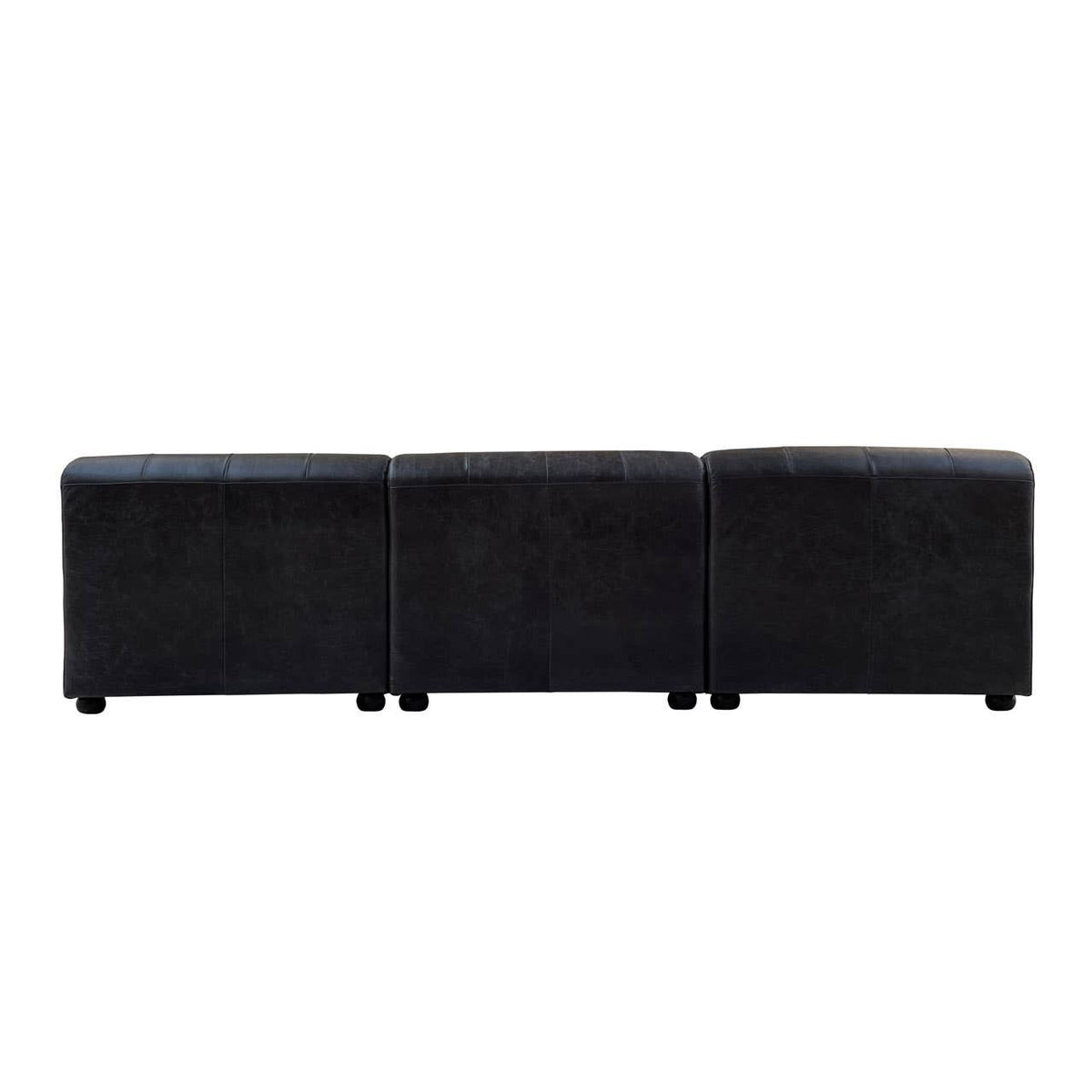 King Right Arm Antique Black Leather Modular Sofa
