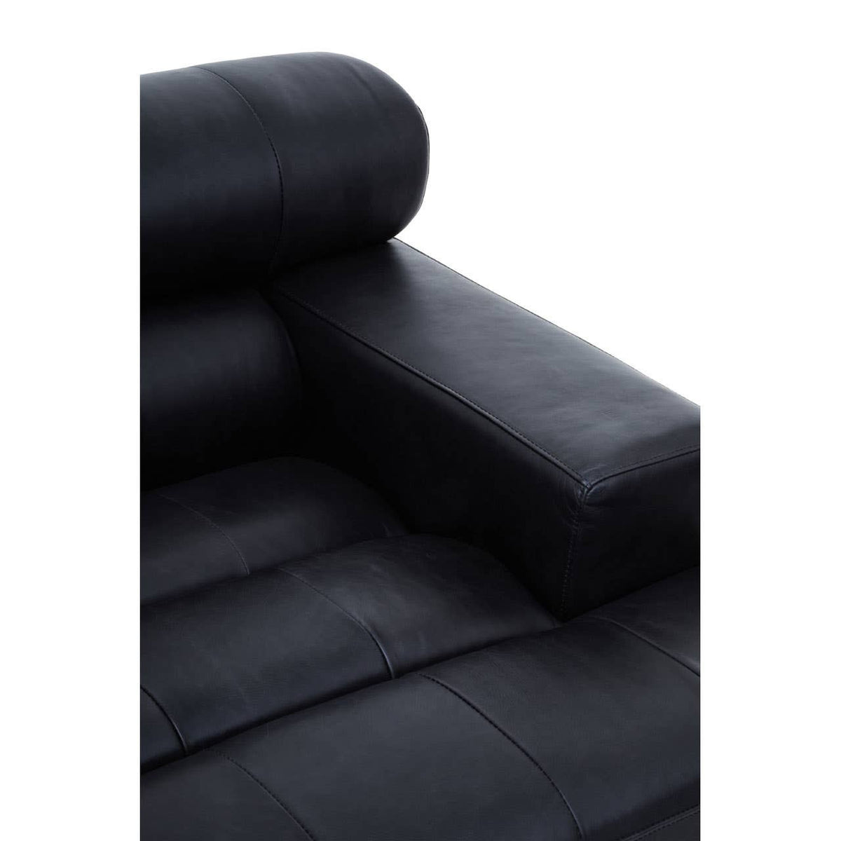 King Right Arm Antique Black Leather Modular Sofa
