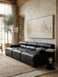 King Right Arm Antique Black Leather Modular Sofa