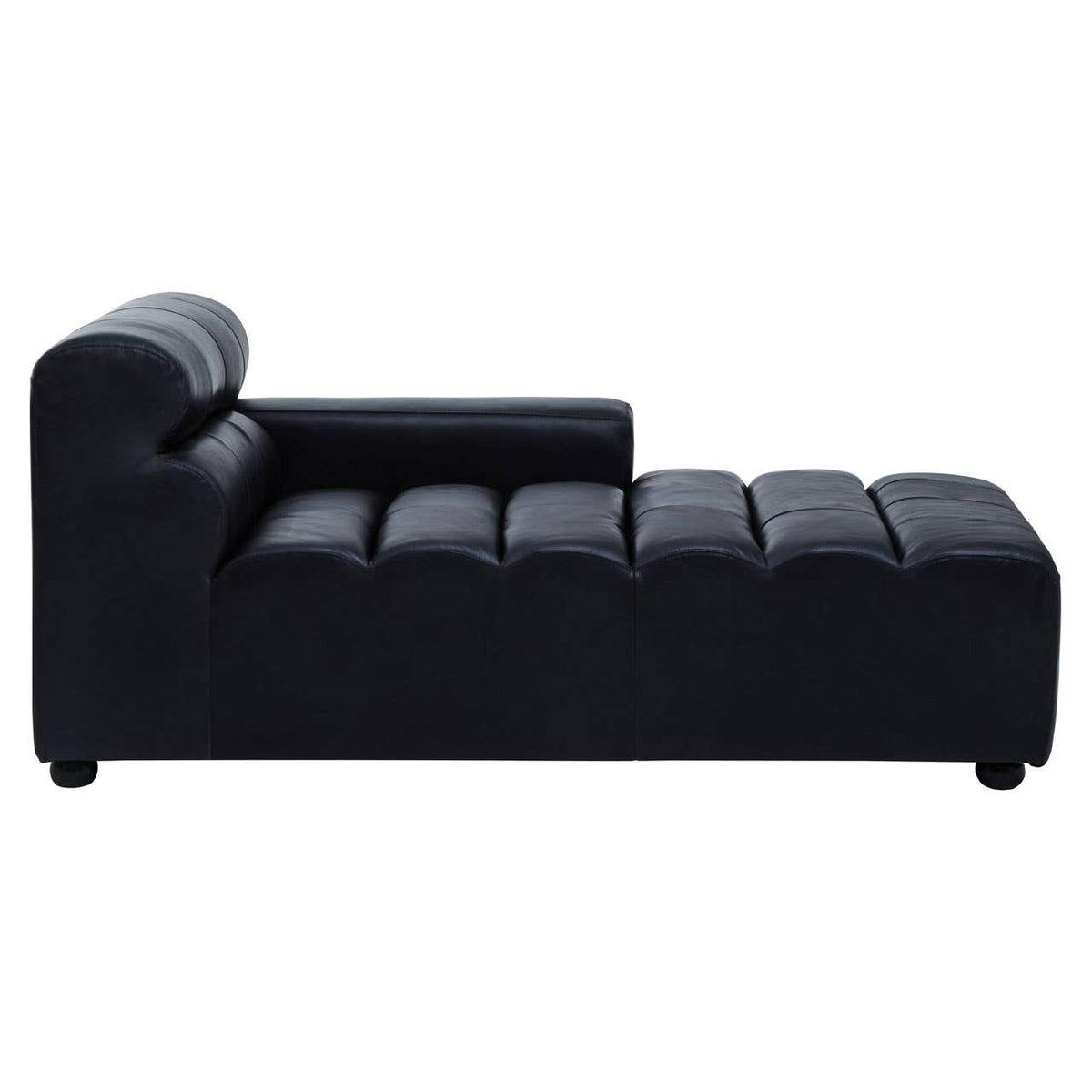 King Antique Black Right Arm Leather Modular Chaise Sofa