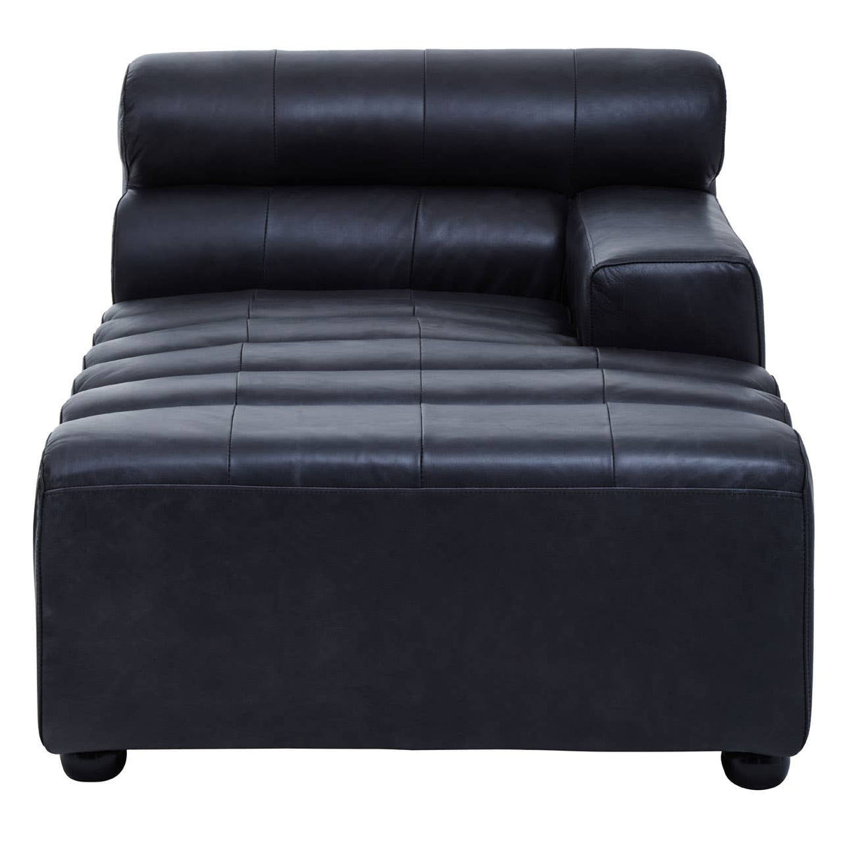 King Antique Black Right Arm Leather Modular Chaise Sofa