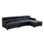 King Antique Black Right Arm Leather Modular Chaise Sofa