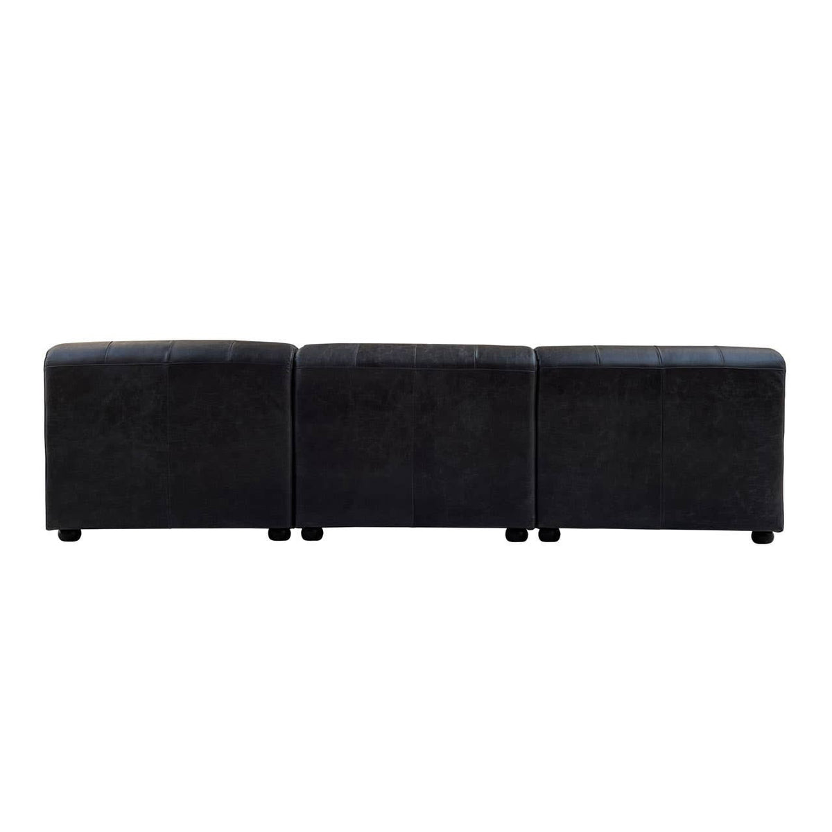 King Antique Black Right Arm Leather Modular Chaise Sofa