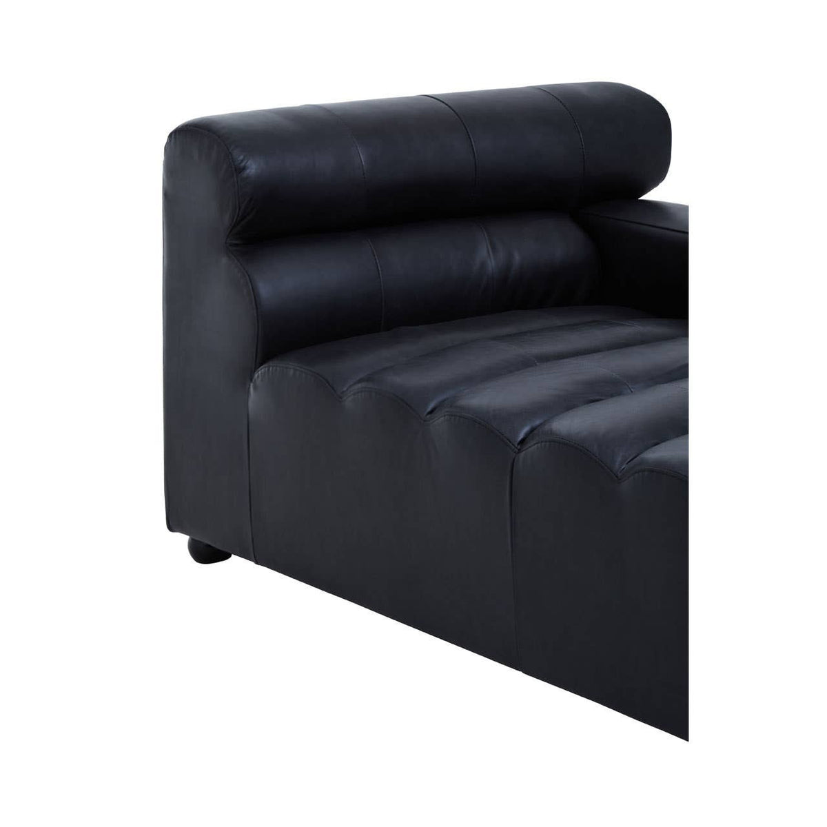 King Antique Black Right Arm Leather Modular Chaise Sofa