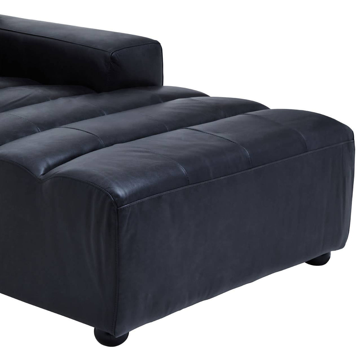 King Antique Black Right Arm Leather Modular Chaise Sofa