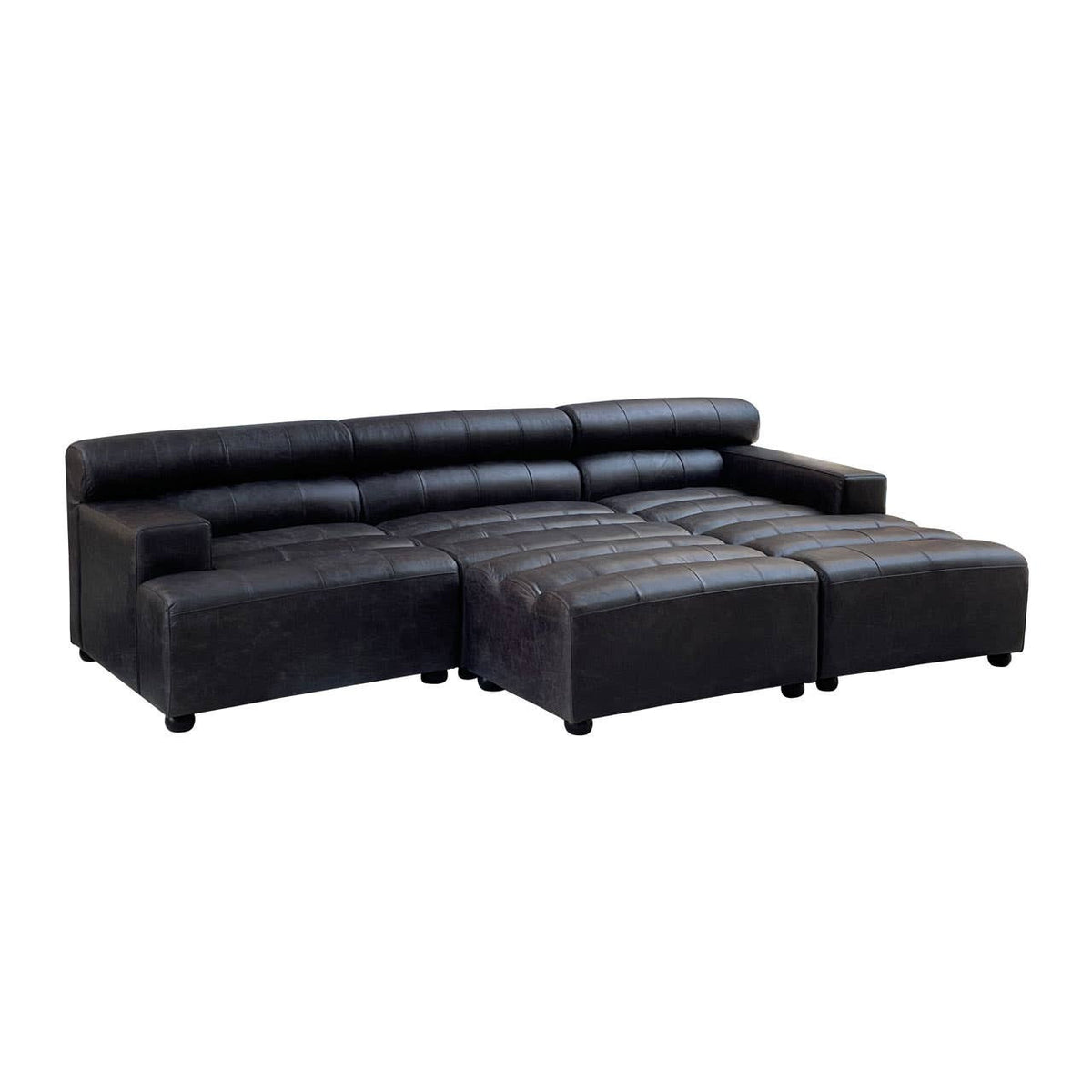 King Left Arm Antique Black Modular Leather Sofa