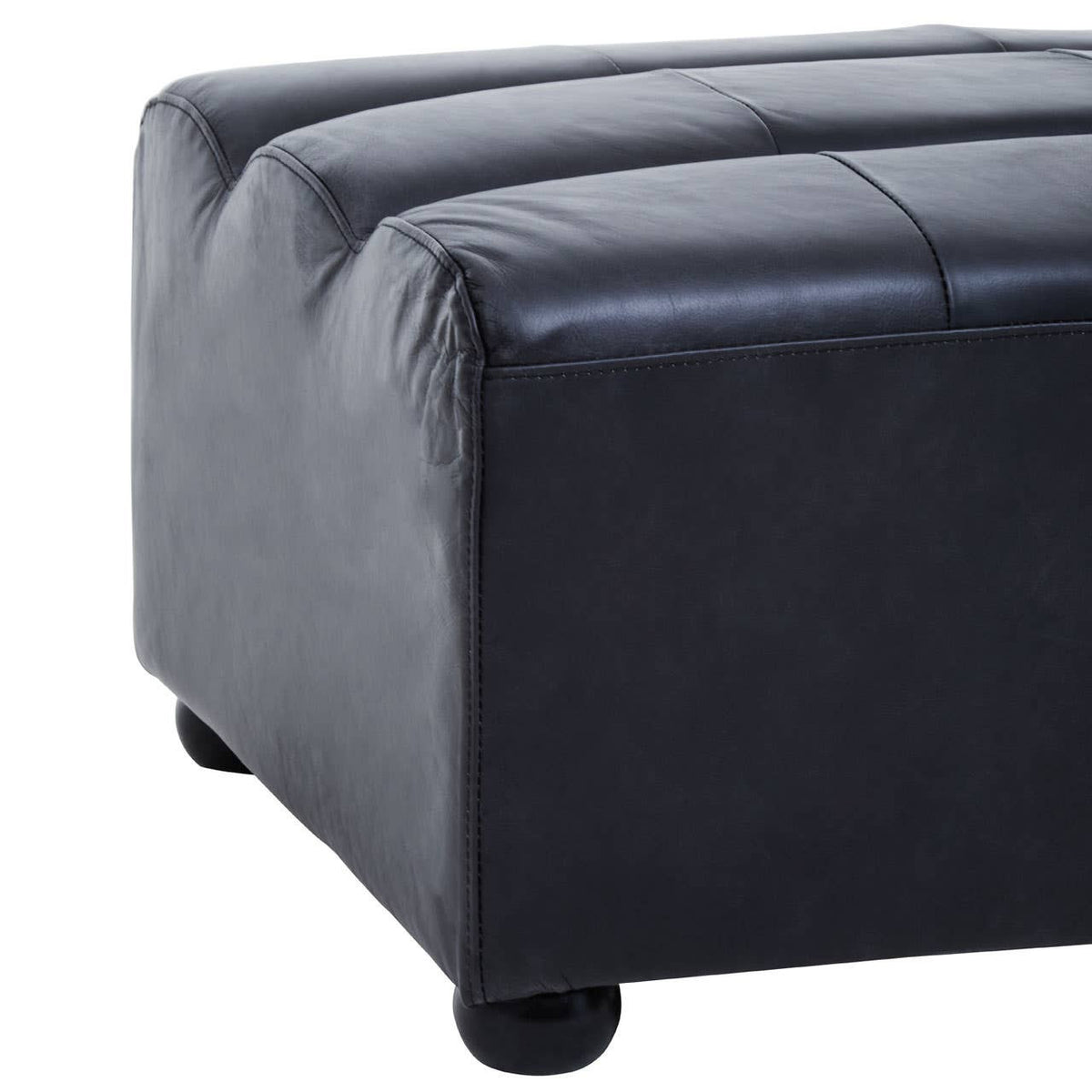 King Antique Black Leather Modular Ottoman