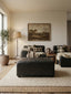 King Antique Black Leather Modular Ottoman