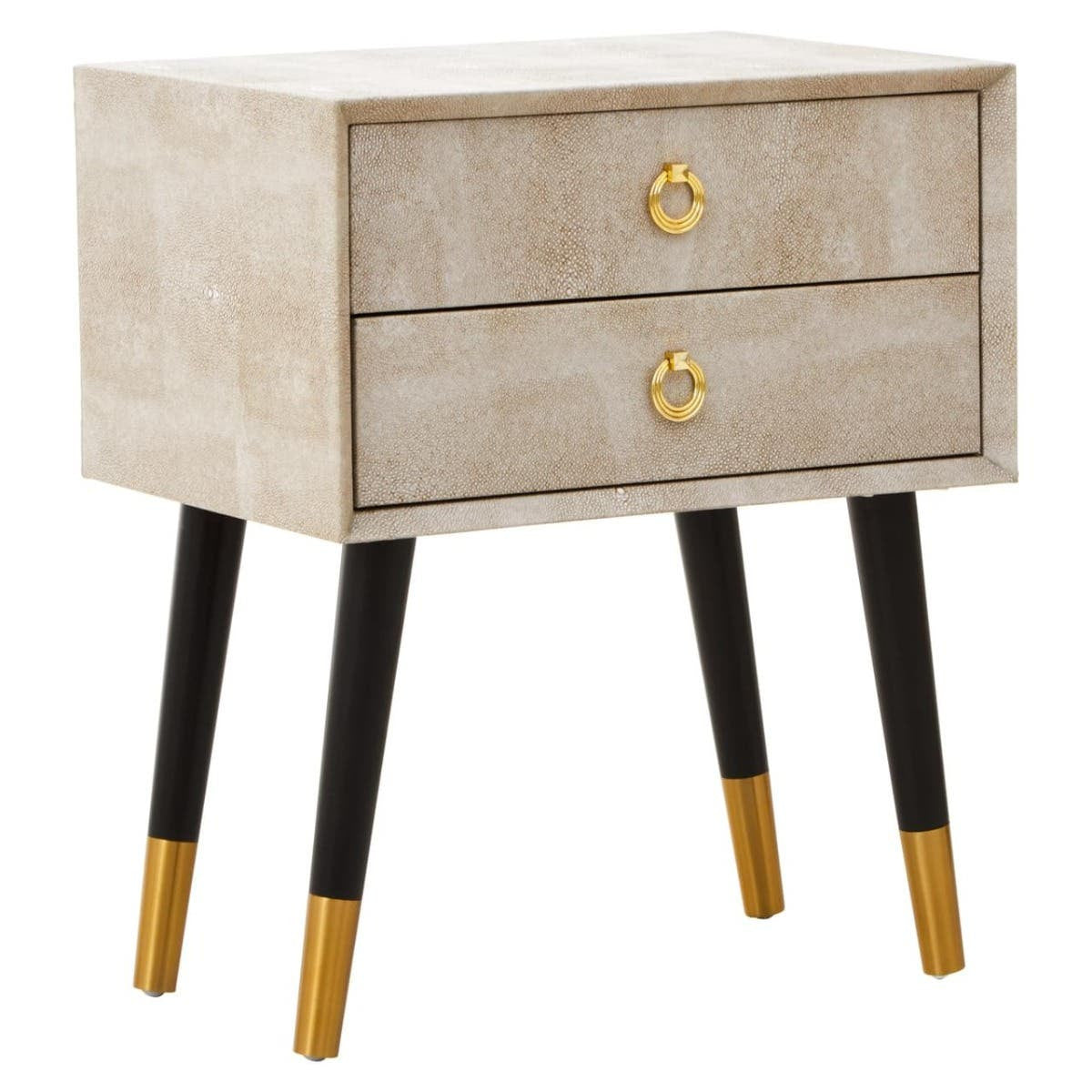 Cadio 2 Drawer Shagreen Effect Side Table