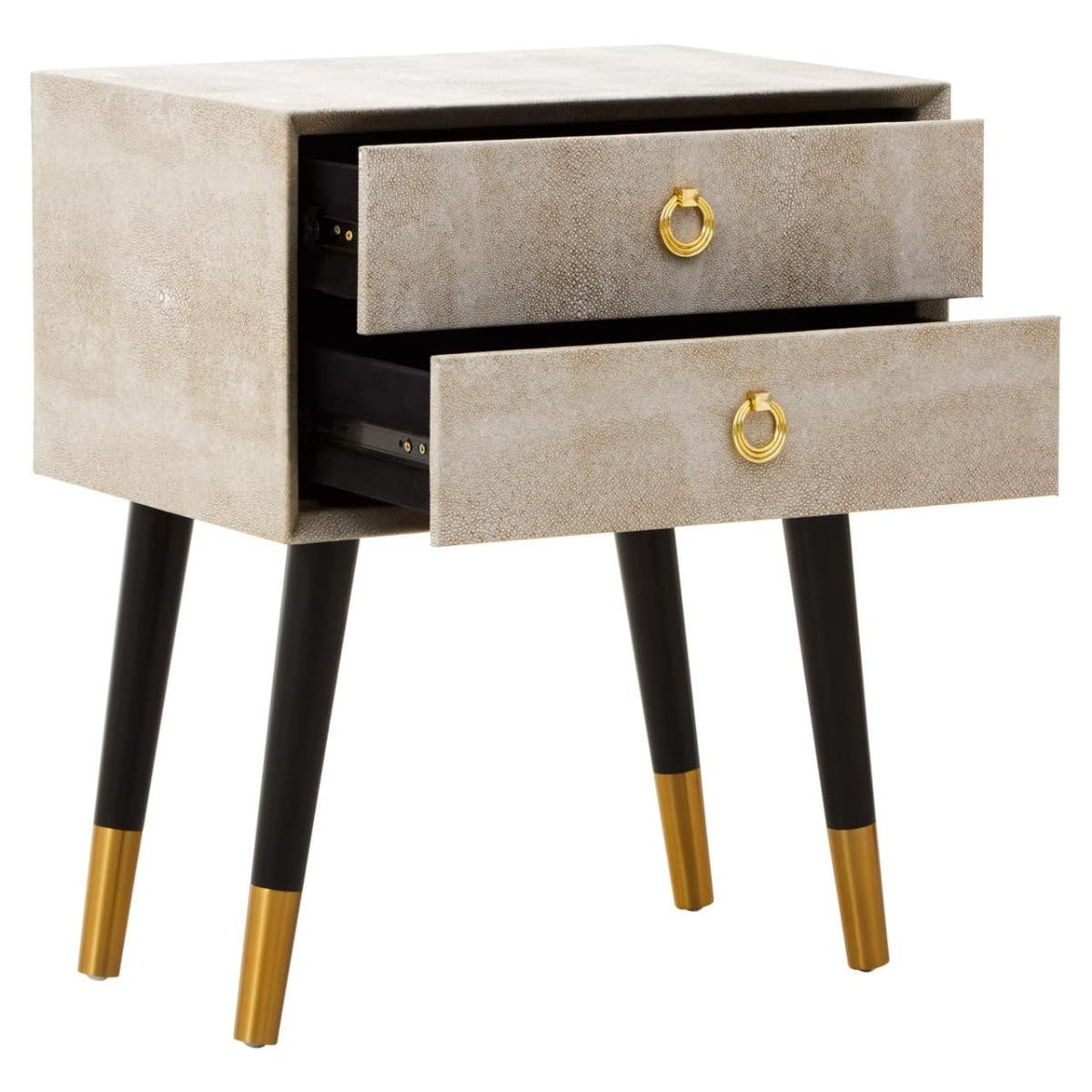 Cadio 2 Drawer Shagreen Effect Side Table
