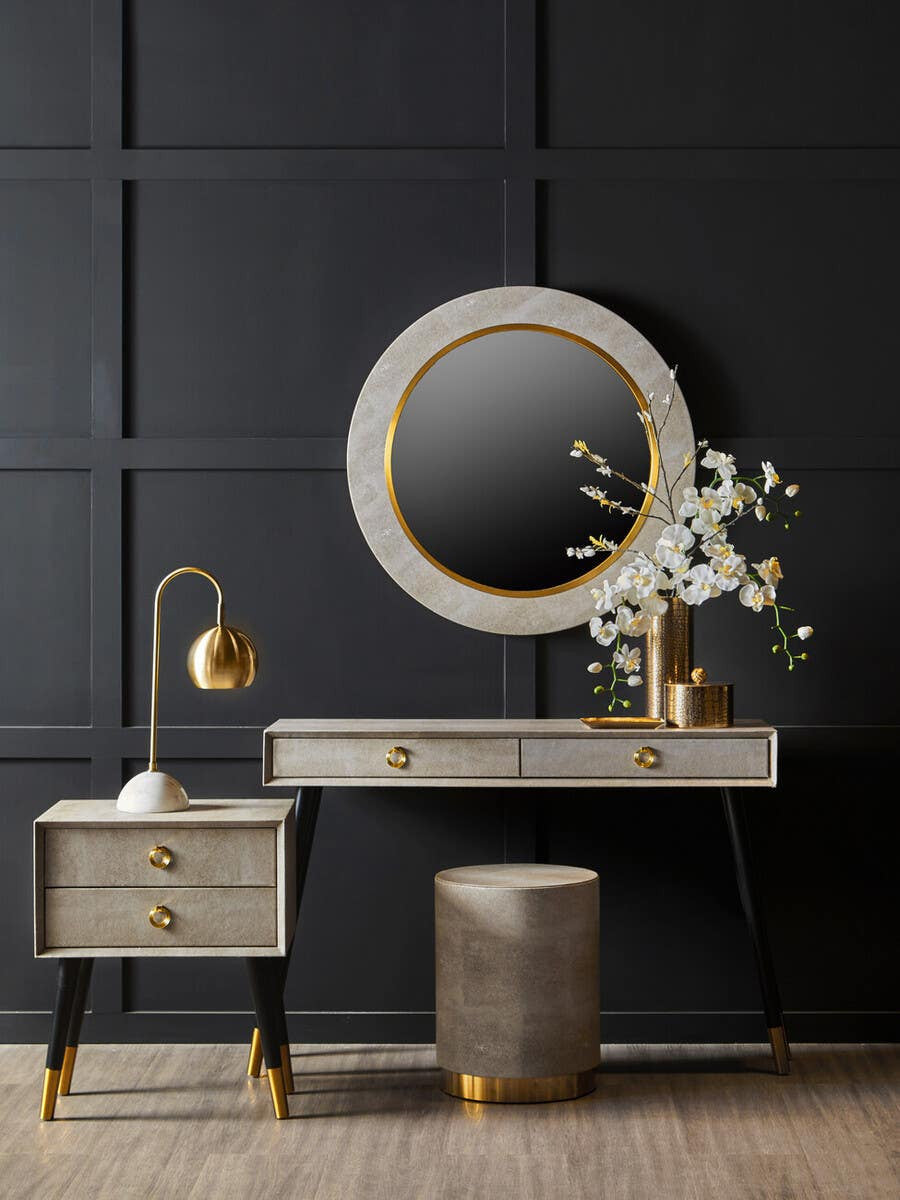 Cadio 2 Drawer Shagreen Effect Side Table