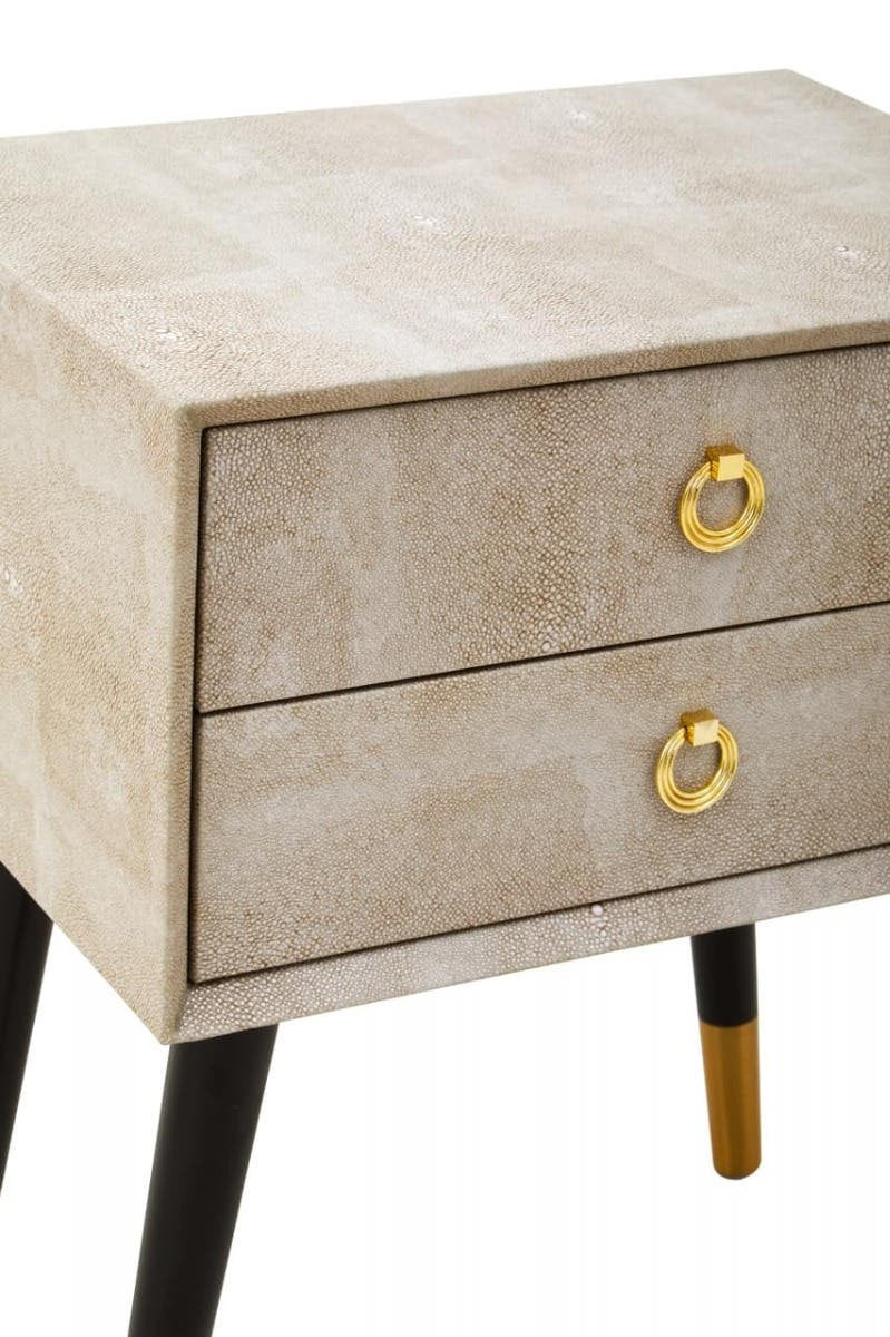 Cadio 2 Drawer Shagreen Effect Side Table