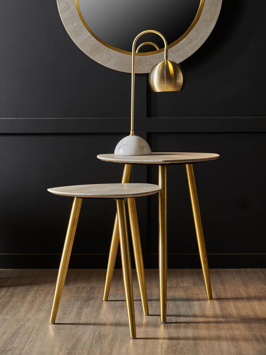 Cadio Set Of Two Shagreen Effect Side Tables