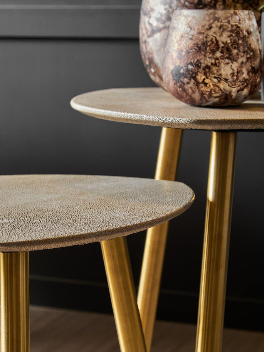 Cadio Set Of Two Shagreen Effect Side Tables