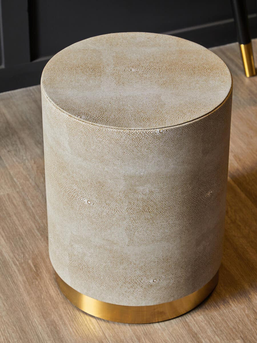 Cadio Shagreen Effect Round Stool and Side Table
