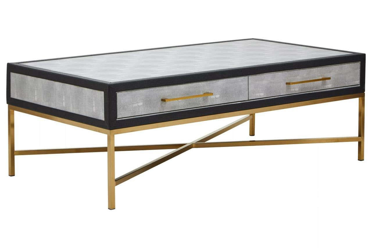 Cadiz Grey Shagreen Effect Coffee Table with 2 Drawers