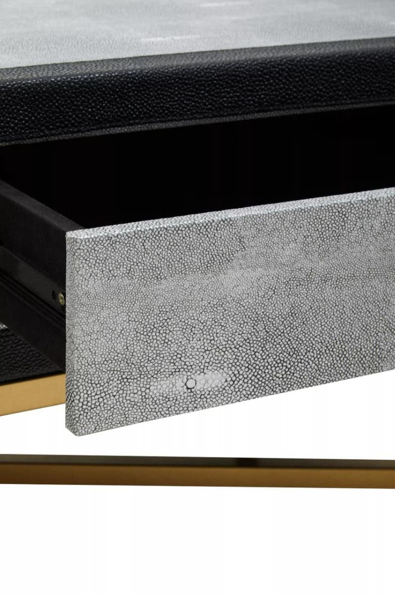 Cadiz Grey Shagreen Effect Coffee Table with 2 Drawers