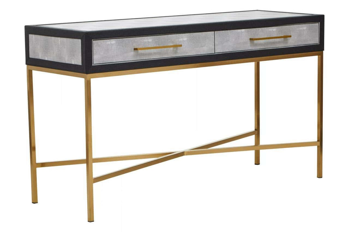 Cadiz Grey Shagreen Effect Console Table with 2 Drawers