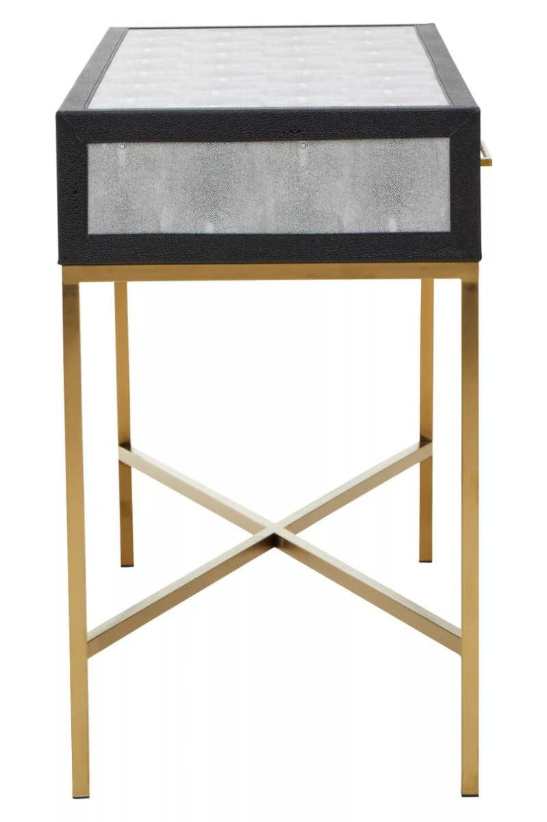 Cadiz Grey Shagreen Effect Console Table with 2 Drawers