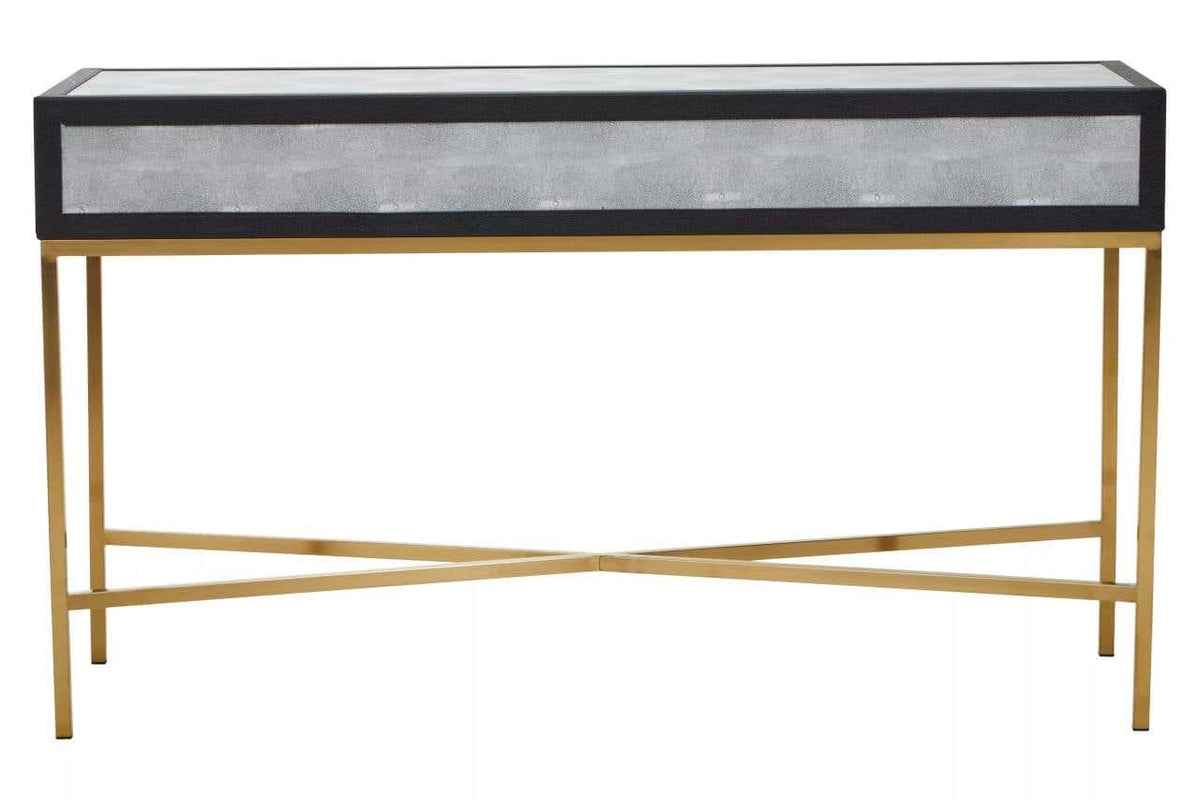 Cadiz Grey Shagreen Effect Console Table with 2 Drawers