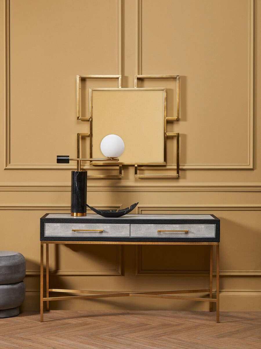 Cadiz Grey Shagreen Effect Console Table with 2 Drawers