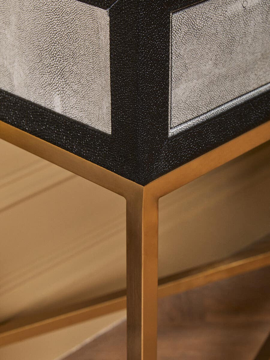 Cadiz Grey Shagreen Effect Console Table with 2 Drawers