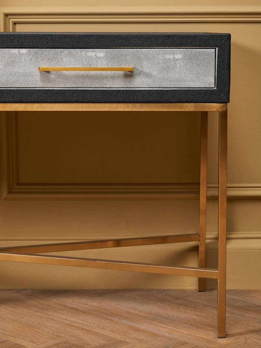 Cadiz Grey Shagreen Effect Console Table with 2 Drawers