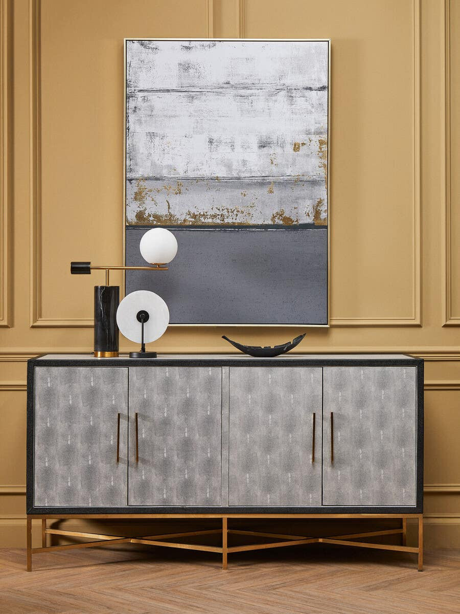 Cadiz Grey Shagreen Effect 4 Door Sideboard