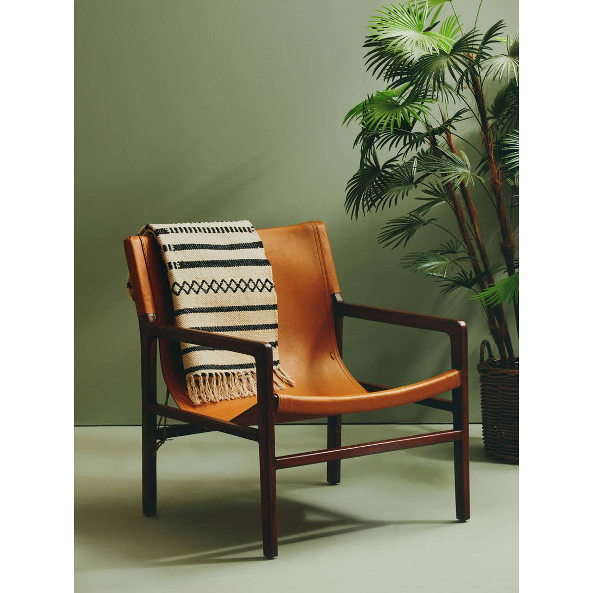 Inca Antique Brown Leather Sling Chair