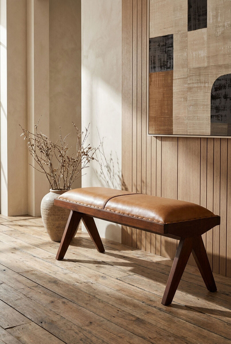 Inca Tan Leather Bench