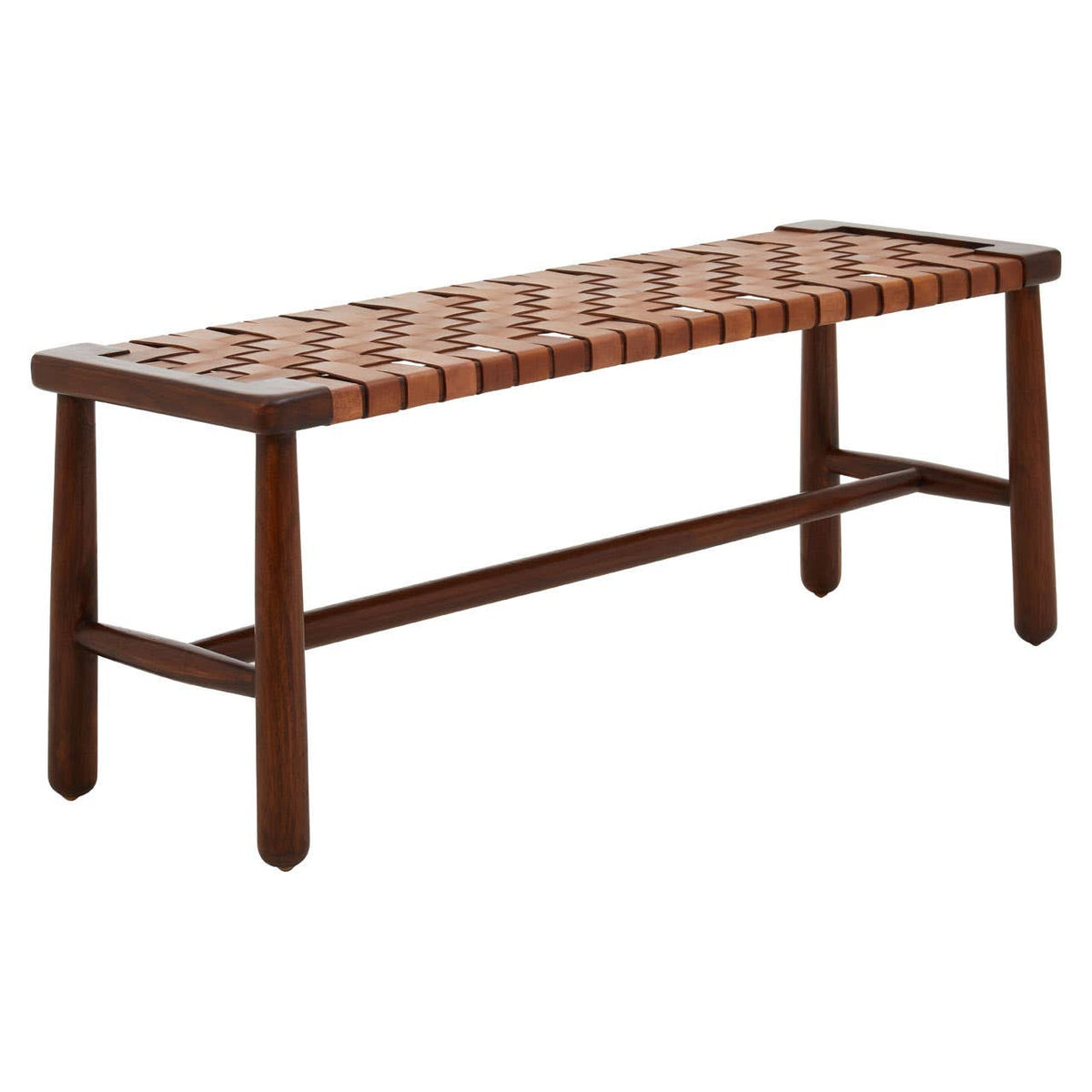 Inca Tan Leather Lattice Design Bench