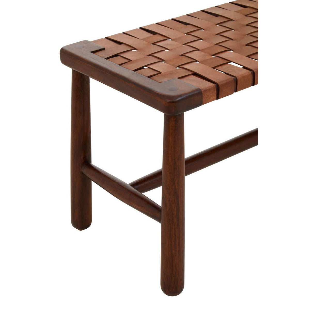 Inca Tan Leather Lattice Design Bench