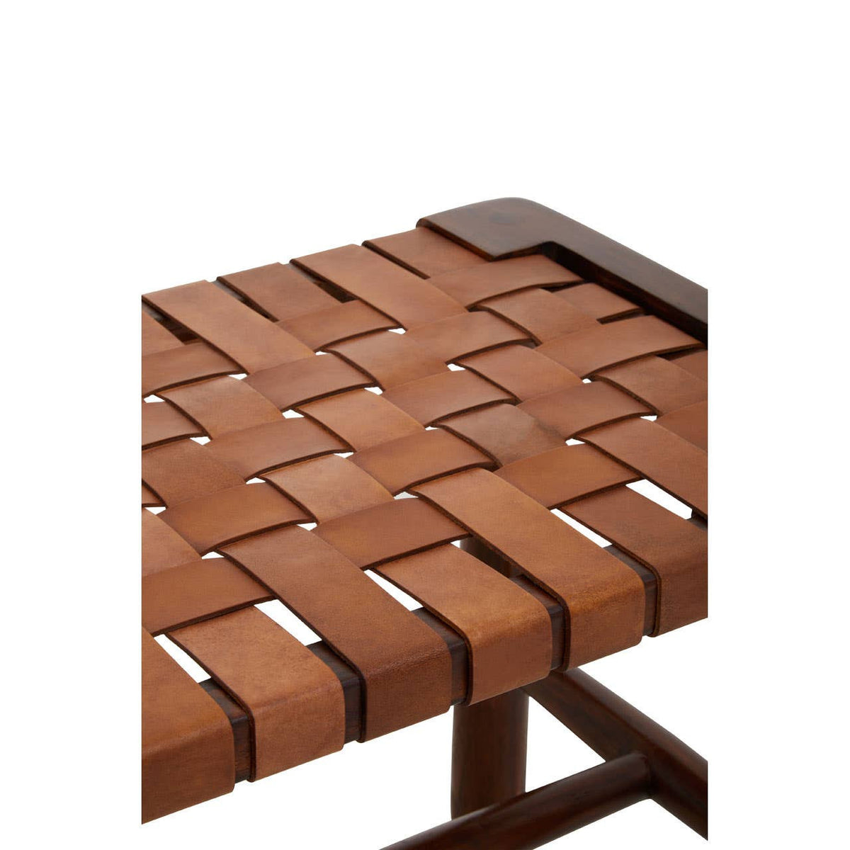 Inca Tan Leather Lattice Design Bench