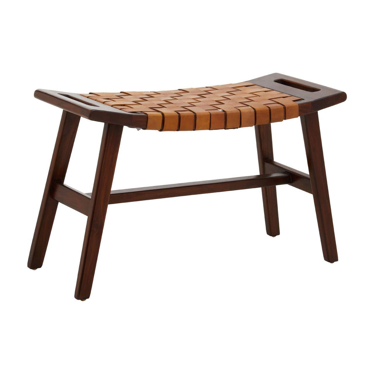Inca Tan Leather Lattice Design Stool