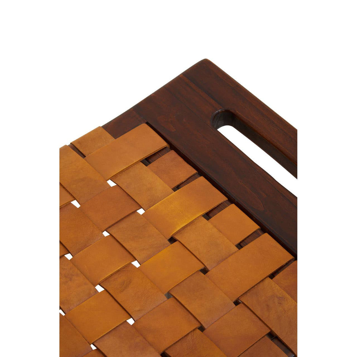 Inca Tan Leather Lattice Design Stool