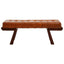 Inca Brown Leather Bench with Cedar Wood Angular Base