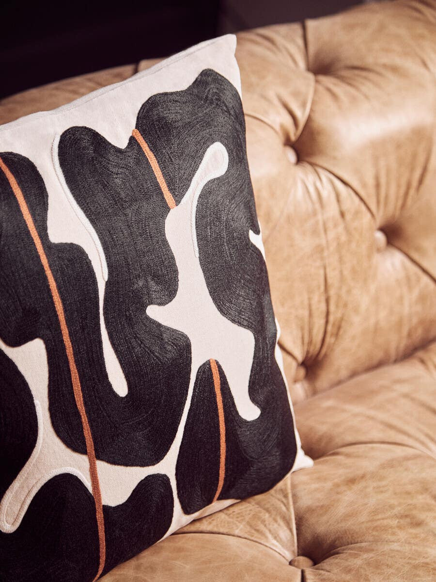 Hoxton Three Seat Brown Leather Modern Chesterfield Sofa