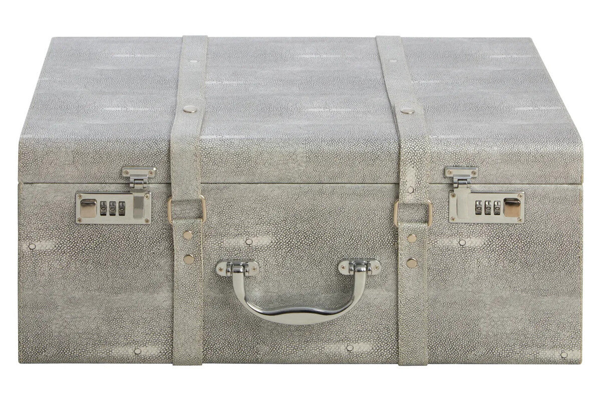 Cardona Set Of Three Grey Shagreen Effect Storage Trunks