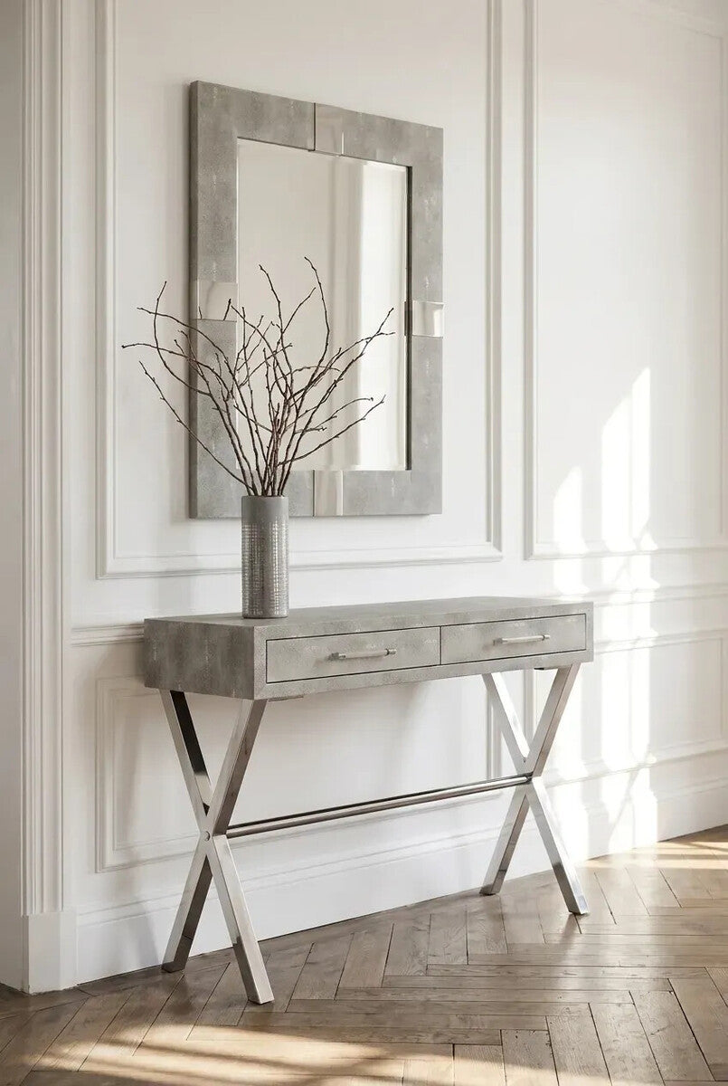 Cardona Two Drawer Grey Shagreen Effect Console Table