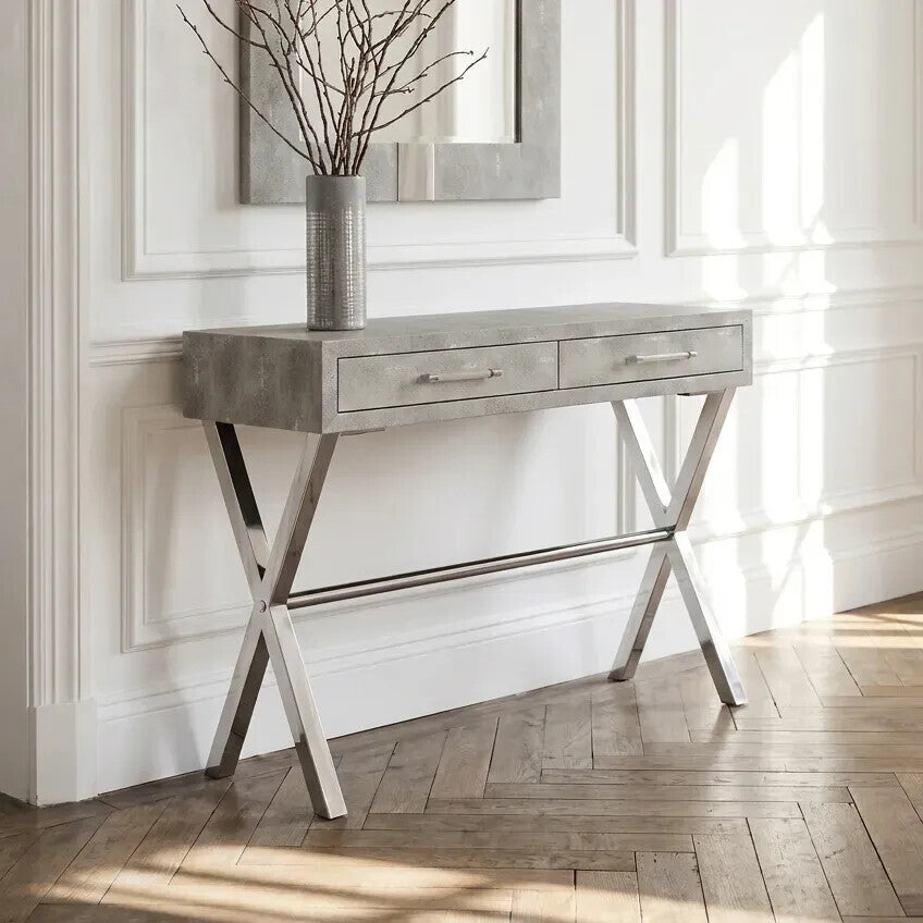 Cardona Two Drawer Grey Shagreen Effect Console Table