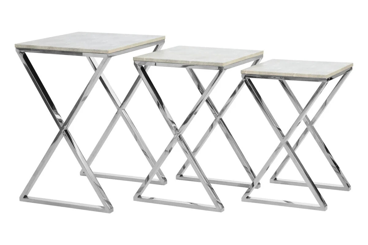 Cardona Nest of Three Shagreen Effect Tables