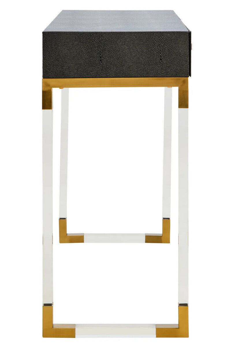 Cardona Black Shagreen Effect 2 Drawer Console Table