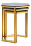 Cardona Nest of Three Hexagonal Blue Shagreen Effect Tables